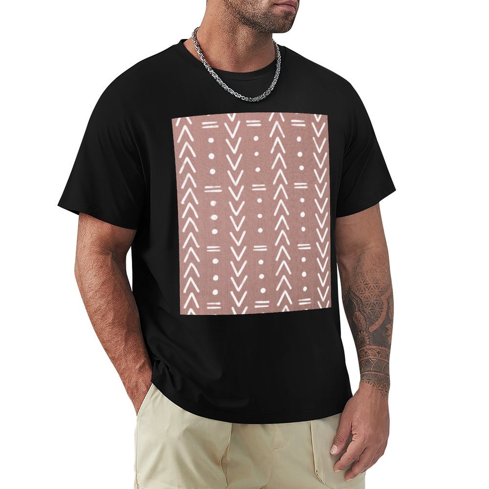 Mudcloth Print Top - T-shirt Leggera da Palestra con Motivi