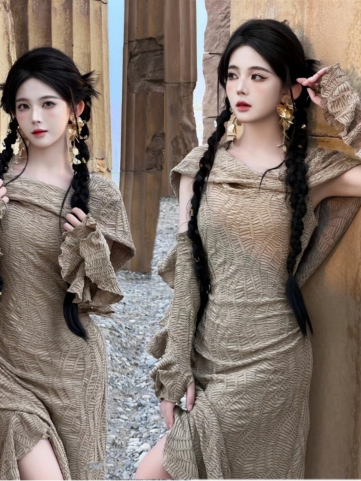 Ethnic Fashion Clothing - Abito Lungo a Tema Deserto, Moda