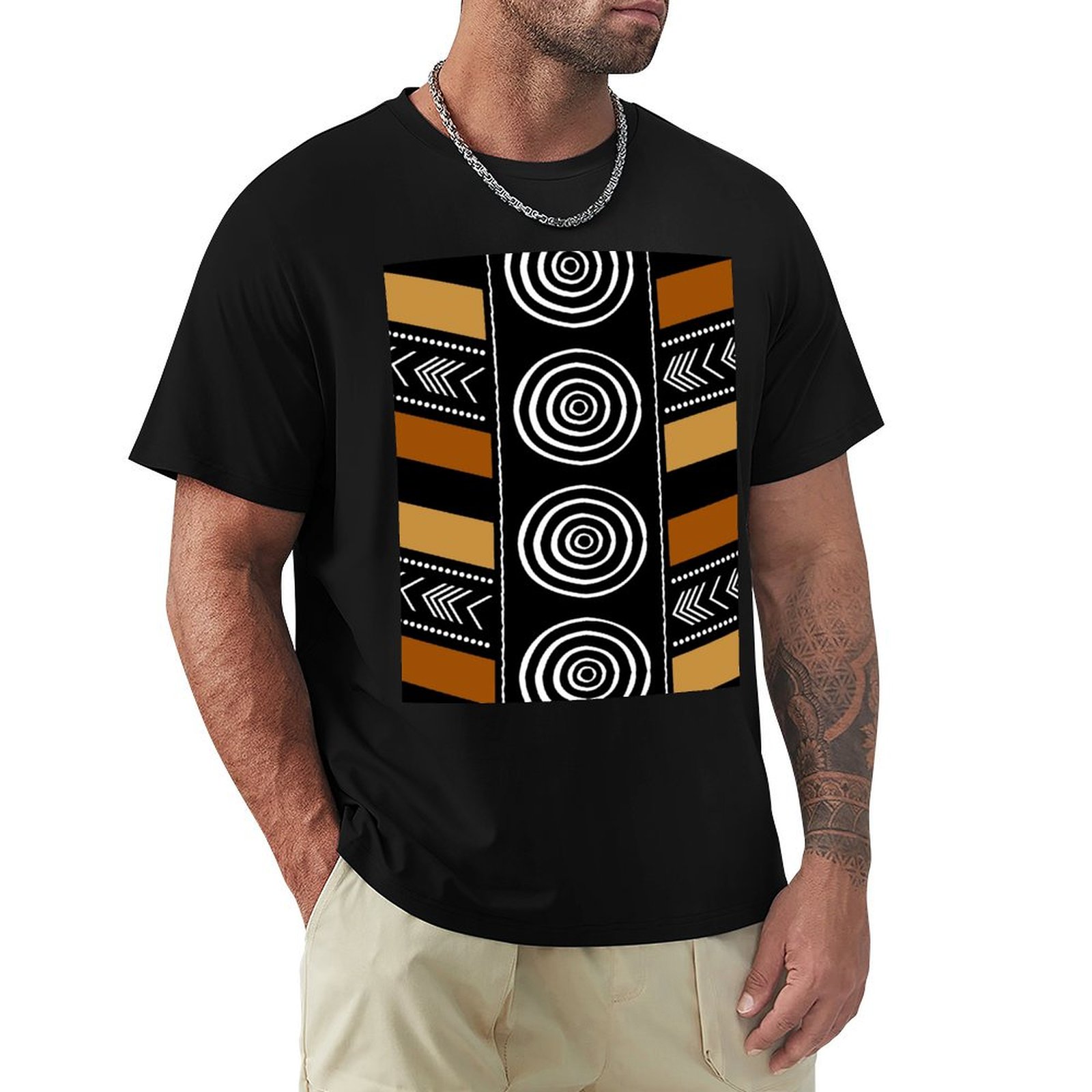 Mudcloth Print Top - T-Shirt Artistica in Tessuto Africano Mud