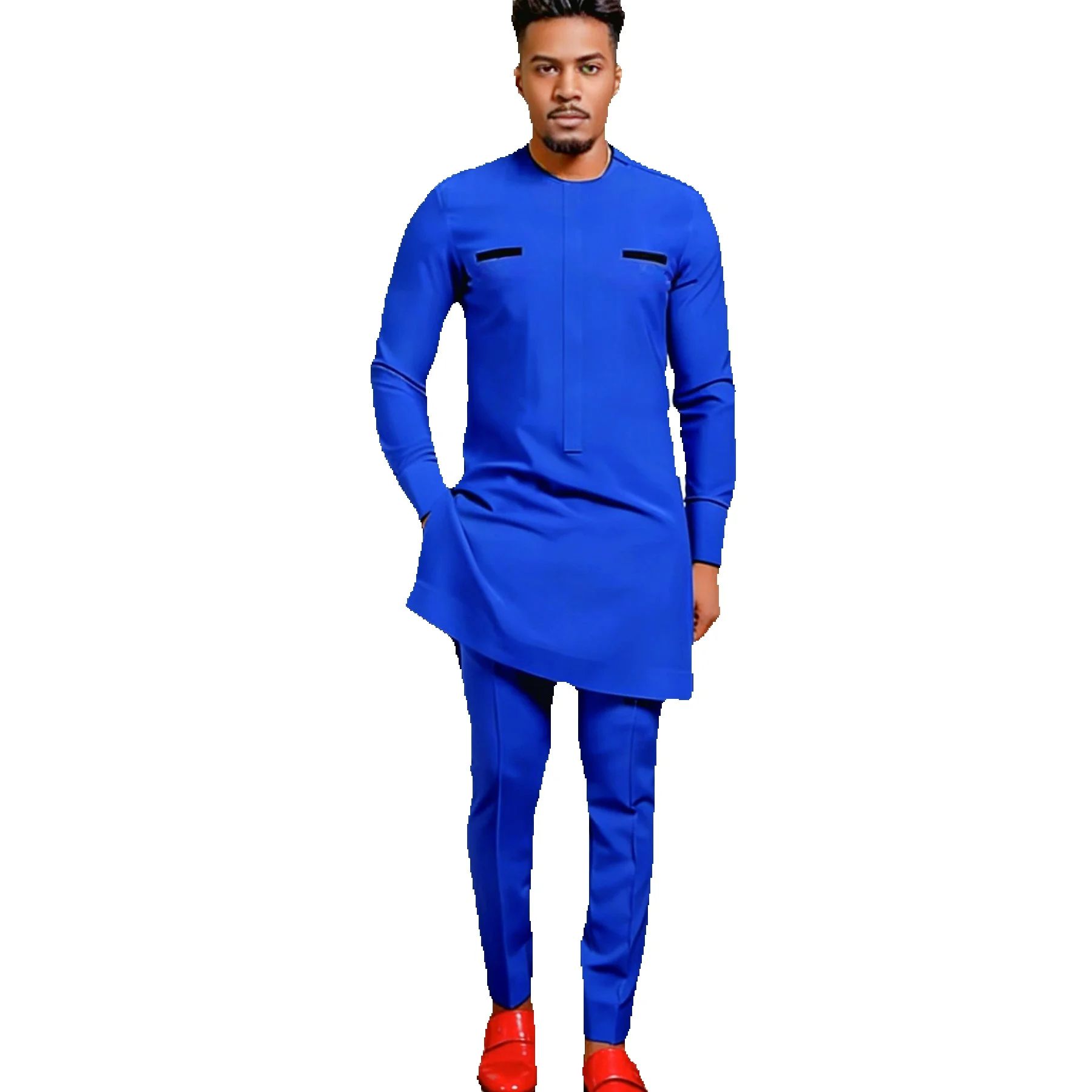 Completo da uomo patchwork blu - Dashiki Shirt Men recensione e prezzo