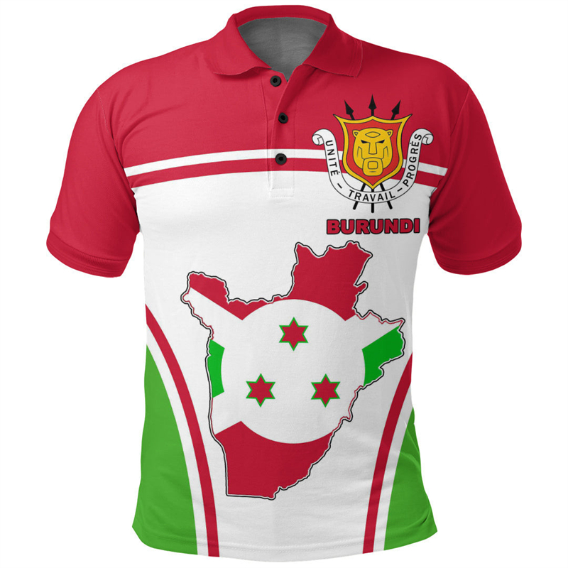 Burundi Flag Map 3D Print Polo - Dashiki Shirt Men recensione e prezzo
