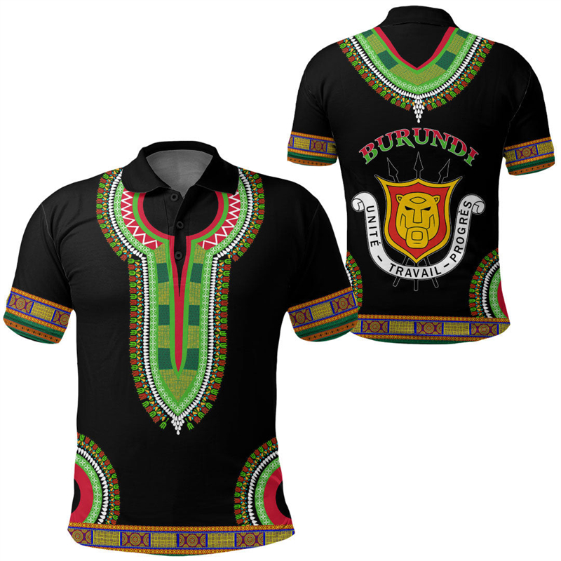 Burundi Flag Map 3D Print Polo - Dashiki Shirt Men recensione e prezzo
