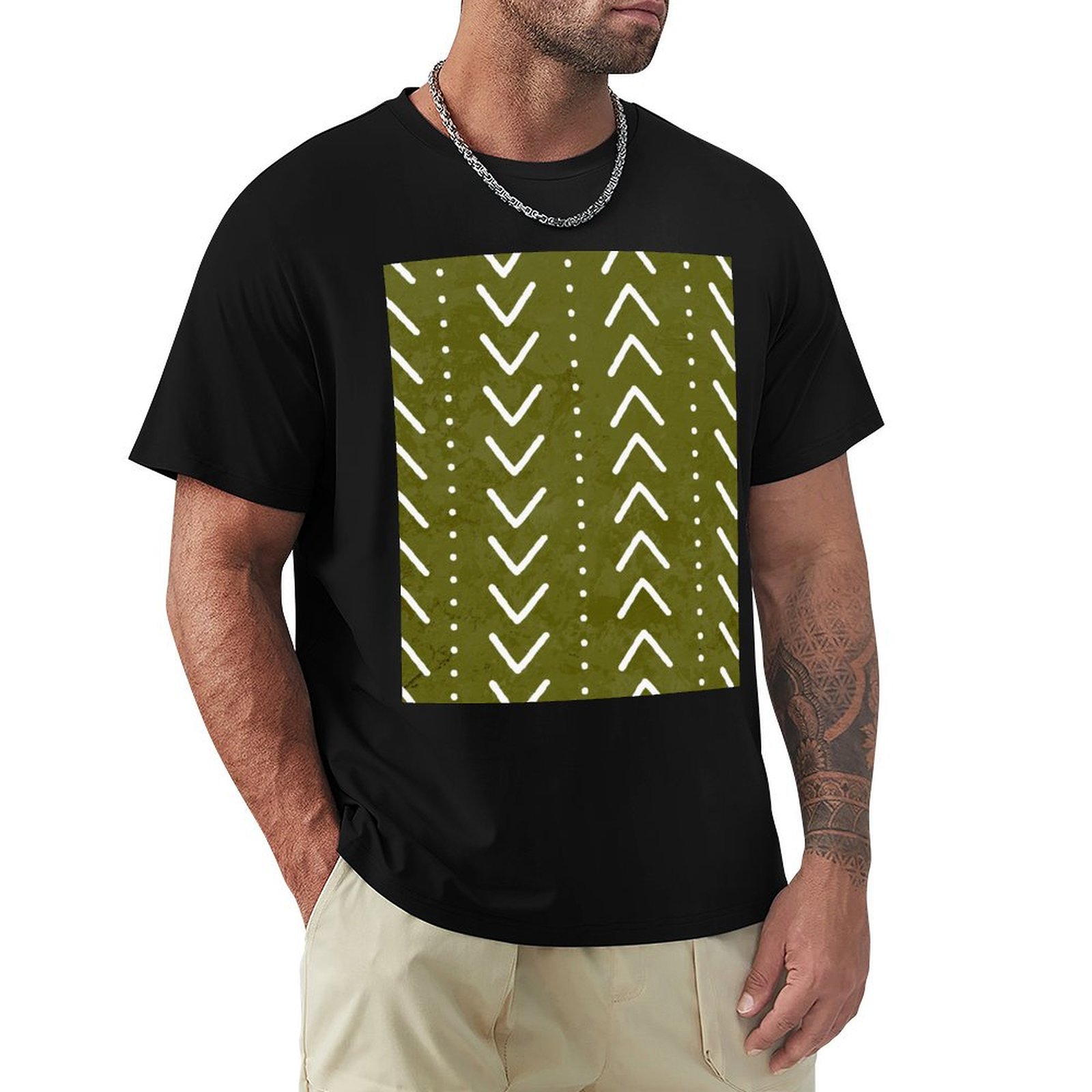 T-shirt verde oliva con motivo - Mudcloth Print Top recensione e prezzo